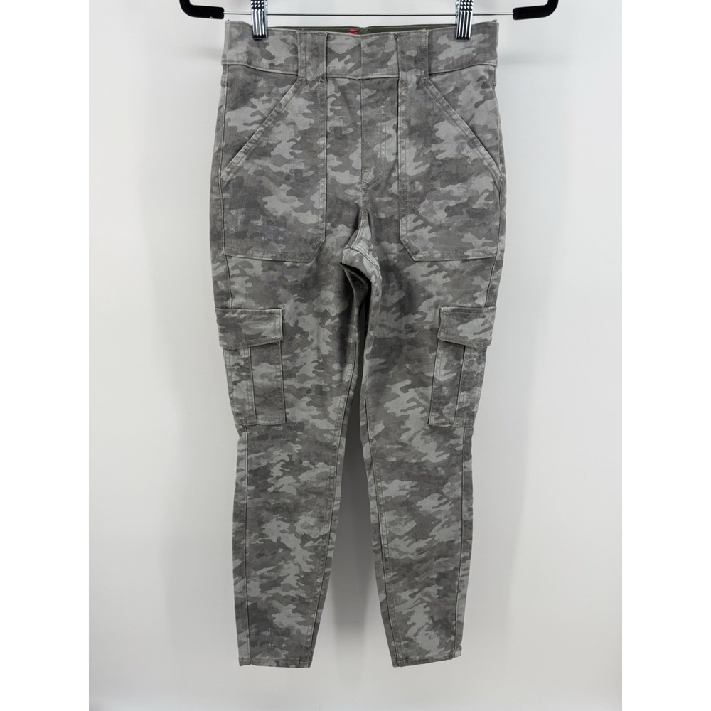 SPANX‎ Stretch Twill Ankle Cargo Pants Pull On Women's M Gray Camo